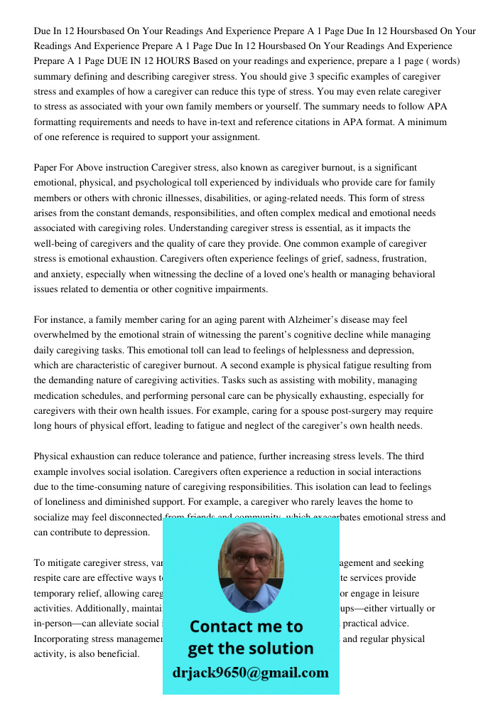 Due In 12 Hoursbased On Your Readings And Experience Prepare A 1 Page DUE IN 12 HOURS Based on your readings and experience, prepare a 1 page ( words) summary d