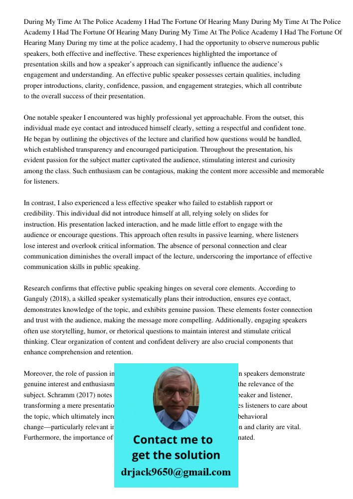 During My Time At The Police Academy I Had The Fortune Of Hearing Many During my time at the police academy, I had the opportunity to observe numerous public sp