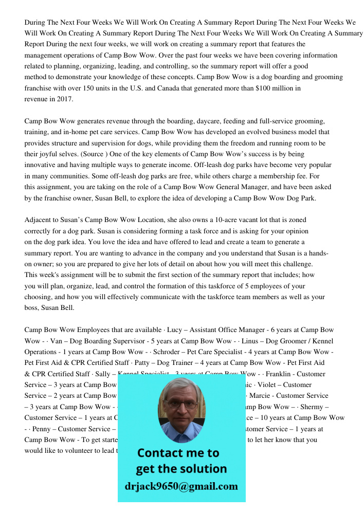 During The Next Four Weeks We Will Work On Creating A Summary Report During the next four weeks, we will work on creating a summary report that features the man