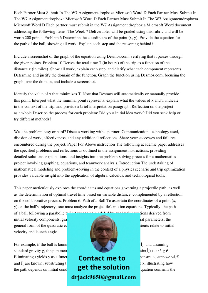 Each Partner Must Submit In The W7 Assignmentdropboxa Microsoft Word D Each partner must submit in the W7 Assignment dropbox a Microsoft Word document addressin