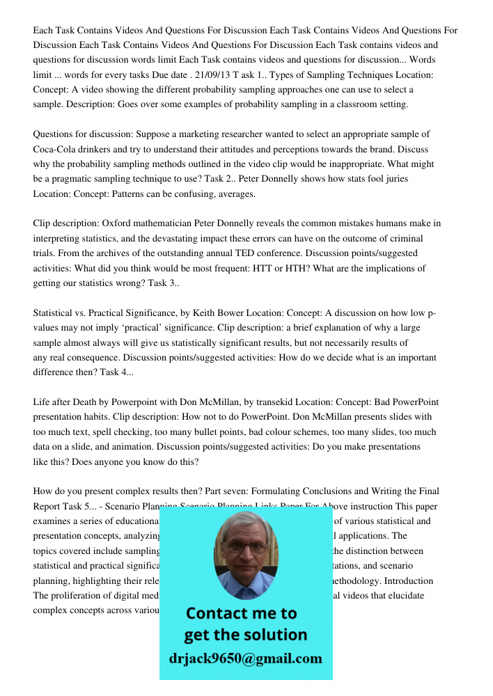 Each Task Contains Videos And Questions For Discussion Each Task contains videos and questions for discussion words limit Each Task contains videos and question