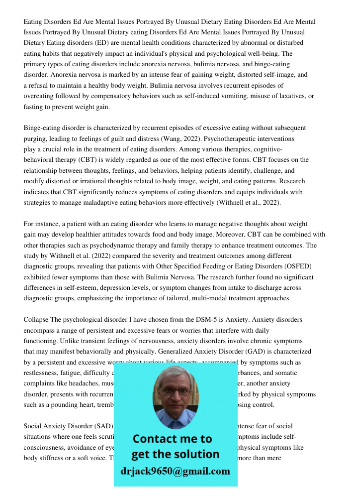 Eating Disorders Ed Are Mental Issues Portrayed By Unusual Dietary Eating disorders (ED) are mental health conditions characterized by abnormal or disturbed eat