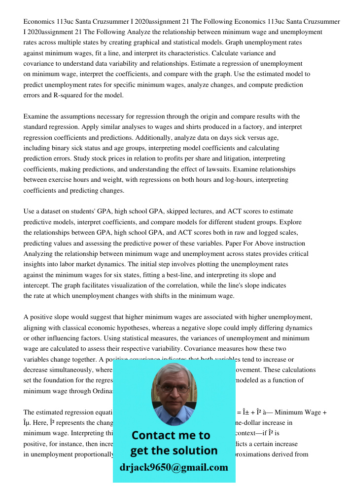 Analyze the relationship between minimum wage and unemployment rates across multiple states by creating graphical and statistical models. Graph unemployment rat
