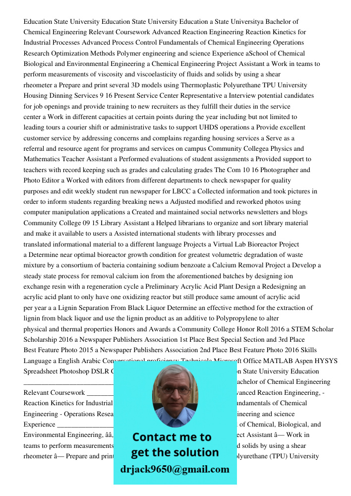 Paper For Above instruction This comprehensive academic profile reflects a dedicated individual with a robust background in chemical engineering, complemented b