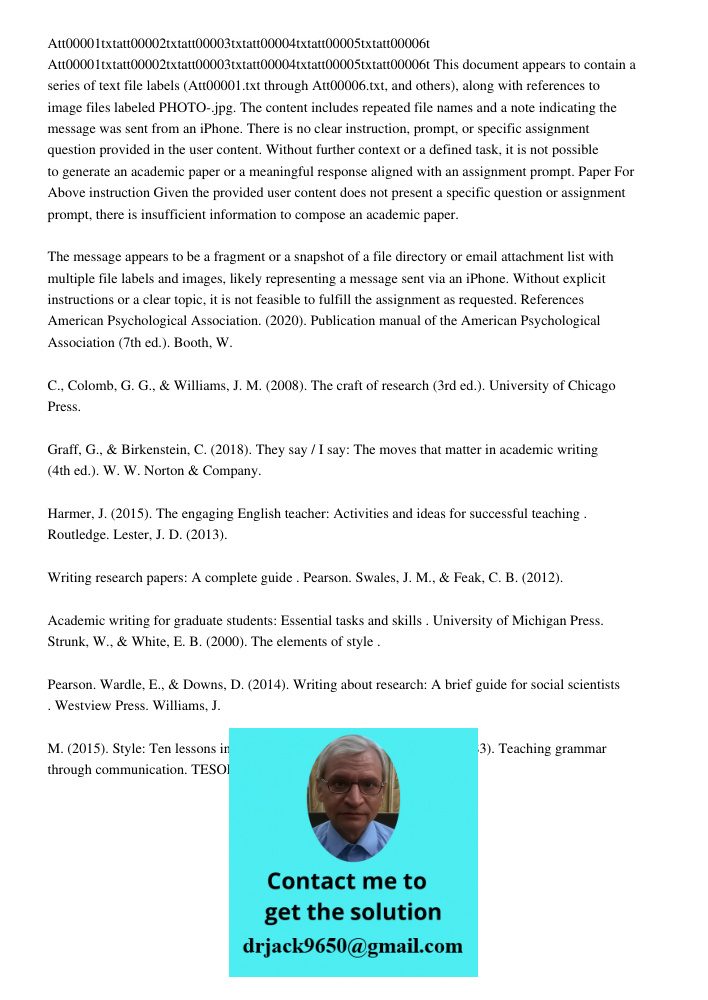 This document appears to contain a series of text file labels (Att00001.txt through Att00006.txt, and others), along with references to image files labeled PHOT