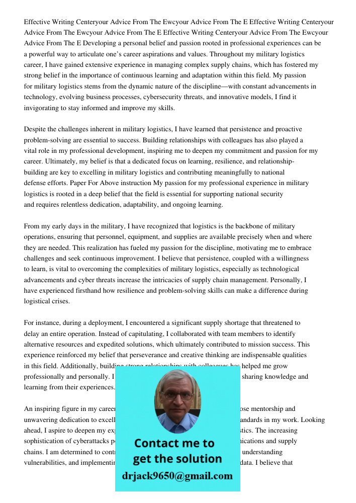 Effective Writing Centeryour Advice From The Ewcyour Advice From The E Developing a personal belief and passion rooted in professional experiences can be a powe