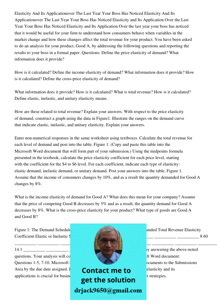 Elasticity and Its Application Over the Last Year Your Boss Has Noticed Elasticity and Its Application Over the last year your boss has noticed that it would be