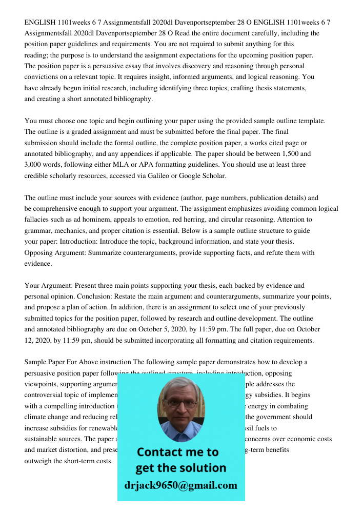 Read the entire document carefully, including the position paper guidelines and requirements. You are not required to submit anything for this reading; the purp