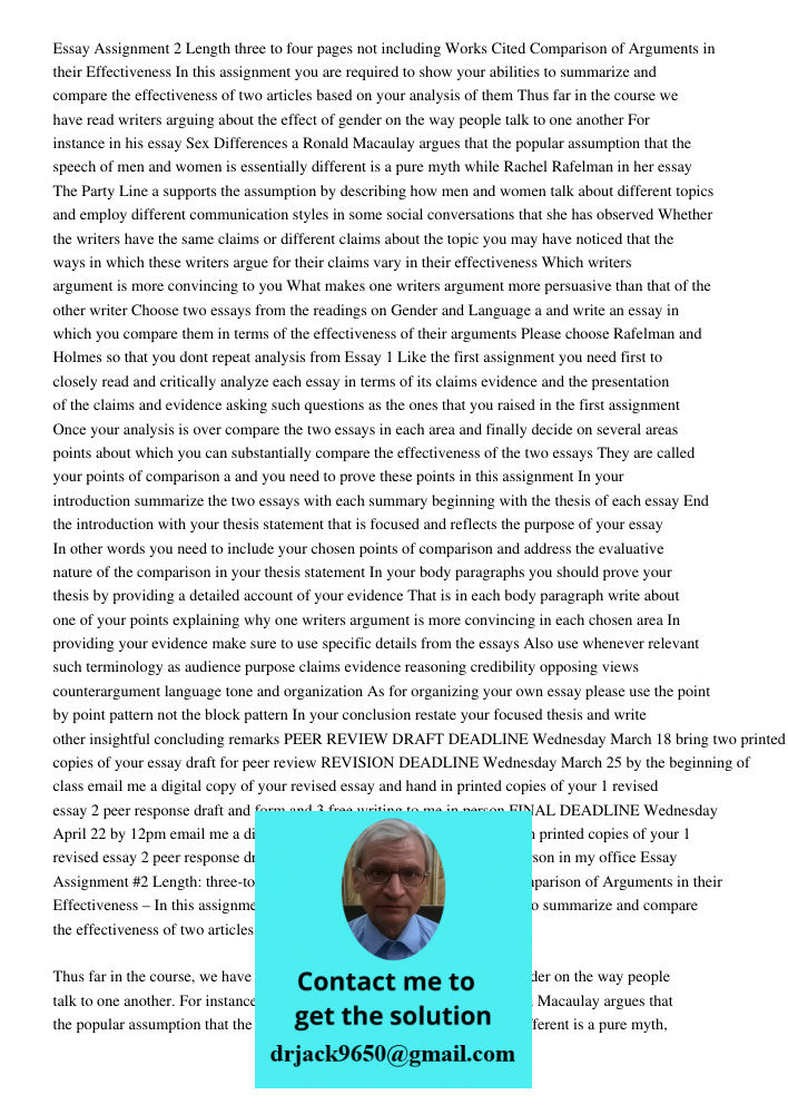 Paper For Above instruction This essay requires a comparative analysis of two scholarly articles concerning the effect of gender on communication styles. The pr