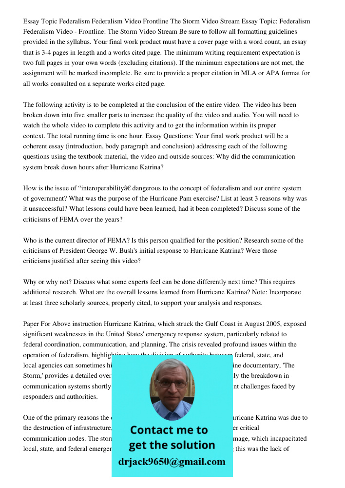 Be sure to follow all formatting guidelines provided in the syllabus. Your final work product must have a cover page with a word count, an essay that is 3-4 pag