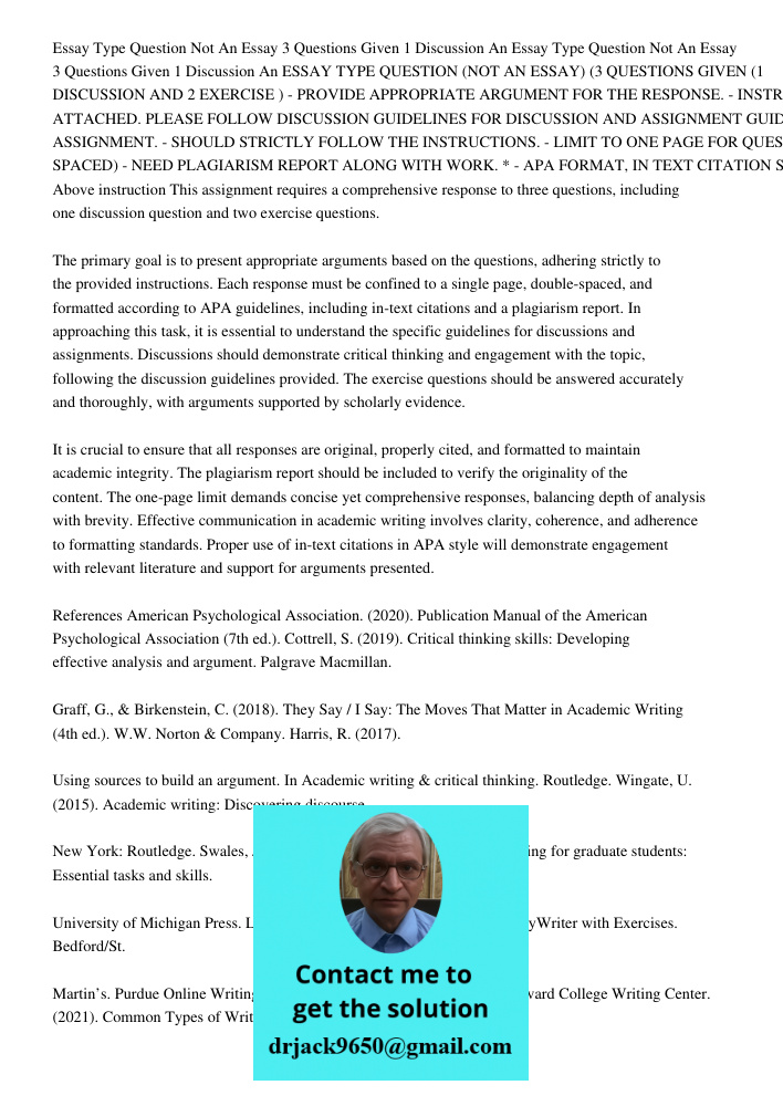 ESSAY TYPE QUESTION (NOT AN ESSAY) (3 QUESTIONS GIVEN (1 DISCUSSION AND 2 EXERCISE ) - PROVIDE APPROPRIATE ARGUMENT FOR THE RESPONSE. - INSTRUCTION ARE ATTACHED