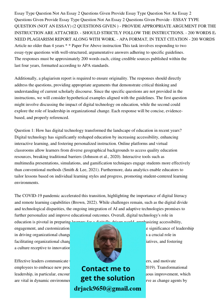 Essay Type Question Not An Essay 2 Questions Given Provide - ESSAY TYPE QUESTION (NOT AN ESSAY) (2 QUESTIONS GIVEN ) - PROVIDE APPROPRIATE ARGUMENT FOR THE RESP