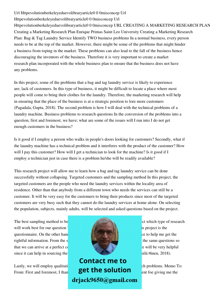 Url Httpevolutionberkeleyeduevolibraryarticle0 0 0misconcep URL CREATING A MARKETING RESEARCH PLAN 5 Creating a Marketing Research Plan Enrique Primas Saint Leo