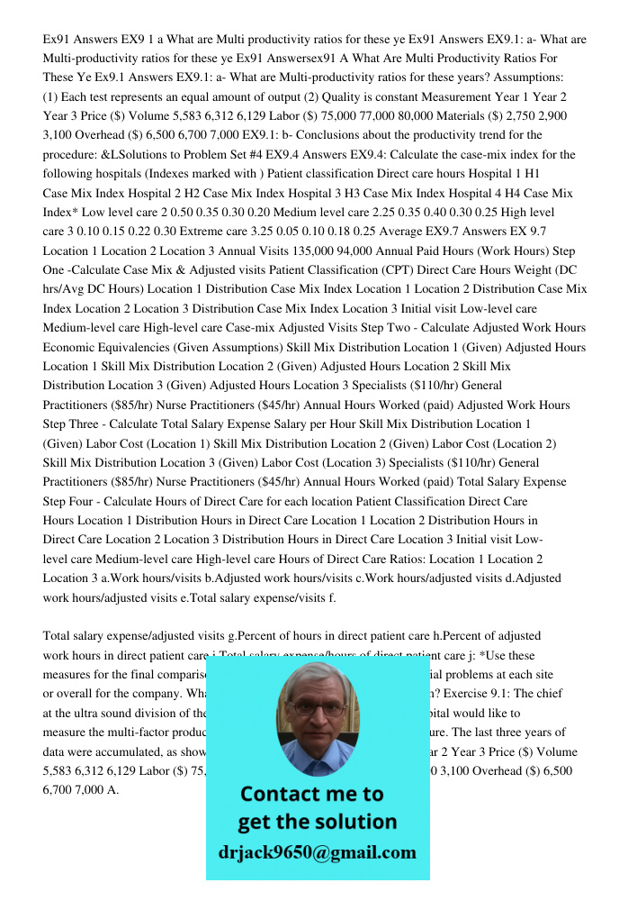 Ex91 Answersex91 A What Are Multi Productivity Ratios For These Ye Ex9.1 Answers EX9.1: a- What are Multi-productivity ratios for these years? Assumptions: (1) 