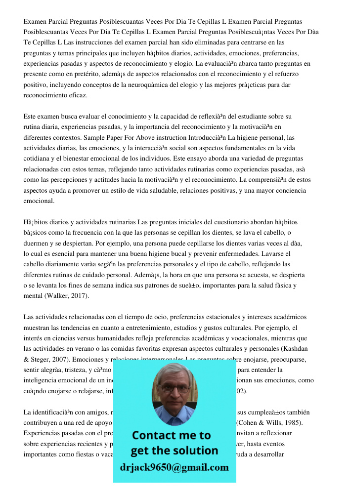 Examen Parcial Preguntas Posiblescuantas Veces Por Dia Te Cepillas L Las instrucciones del examen parcial han sido eliminadas para centrarse en las preguntas y 