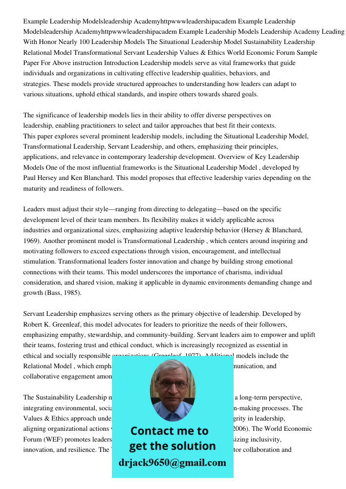 Example Leadership Models Leadership Academy Leading With Honor Nearly 100 Leadership Models The Situational Leadership Model Sustainability Leadership Relation