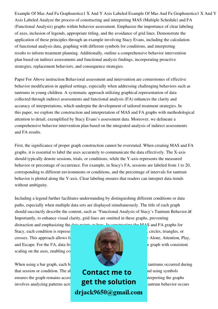 Analyze the process of constructing and interpreting MAS (Multiple Schedule) and FA (Functional Analysis) graphs within behavior assessment. Emphasize the impor