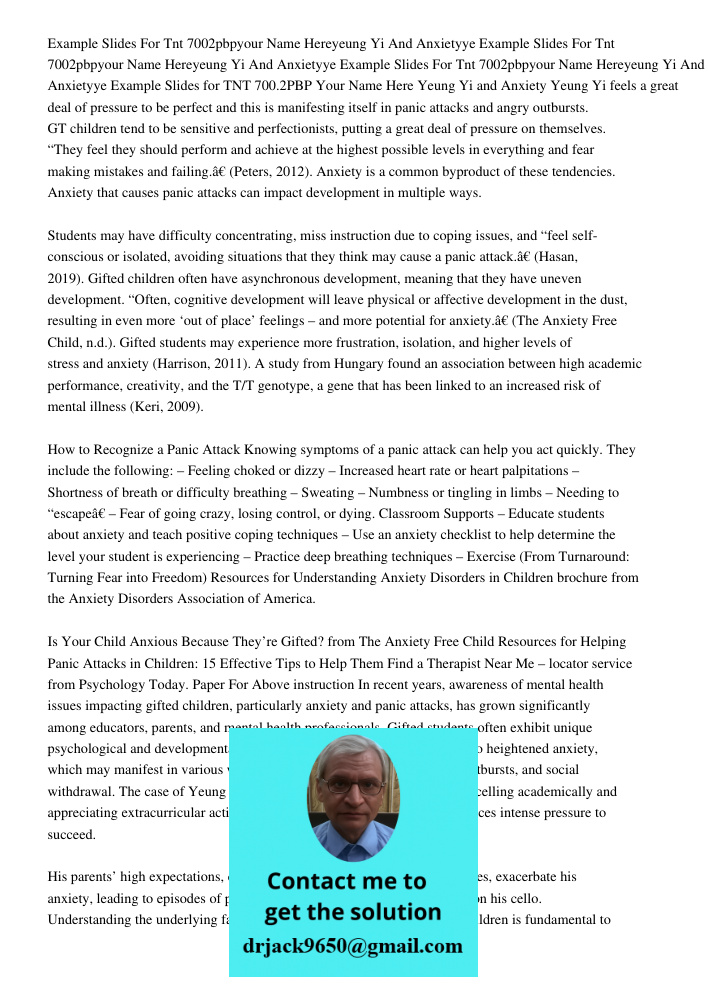 Example Slides For Tnt 7002pbpyour Name Hereyeung Yi And Anxietyye Example Slides for TNT 700.2PBP Your Name Here Yeung Yi and Anxiety Yeung Yi feels a great de