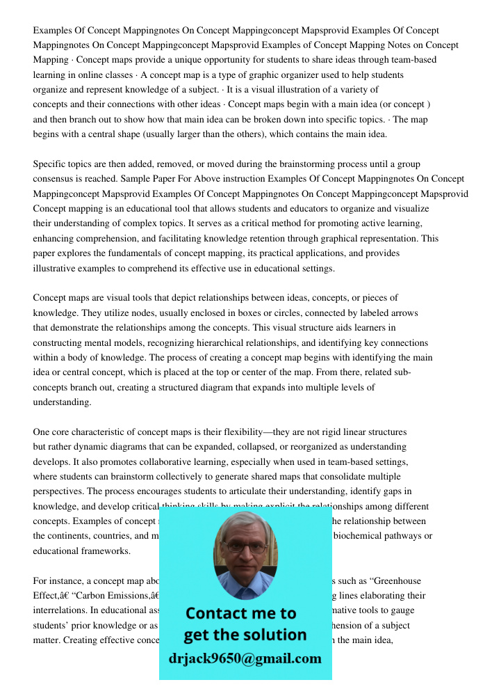 Examples of Concept Mapping Notes on Concept Mapping · Concept maps provide a unique opportunity for students to share ideas through team-based learning in onli