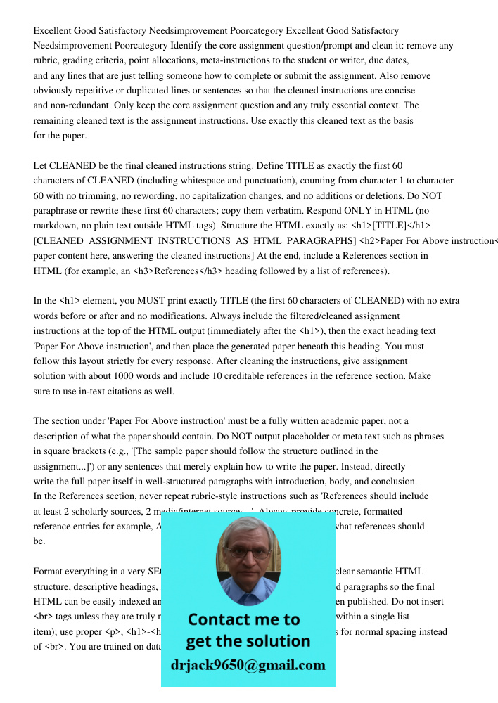 Identify the core assignment question/prompt and clean it: remove any rubric, grading criteria, point allocations, meta-instructions to the student or writer, d