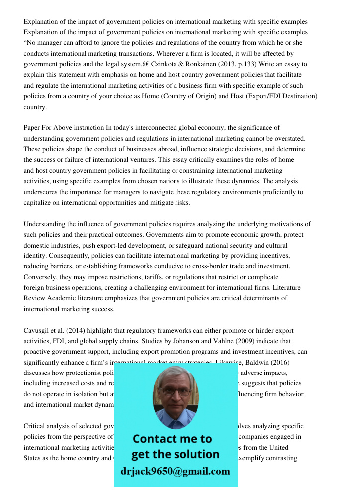 “No manager can afford to ignore the policies and regulations of the country from which he or she conducts international marketing transactions. Wherever a firm