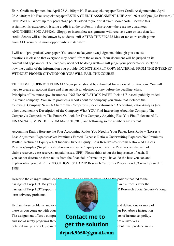 EXTRA CREDIT ASSIGNMENT DUE April 26 at 4:00pm (No Excuses) PICK ONE PAPER: Worth up to 5 percentage points added to your final exam score! Note: Because this a