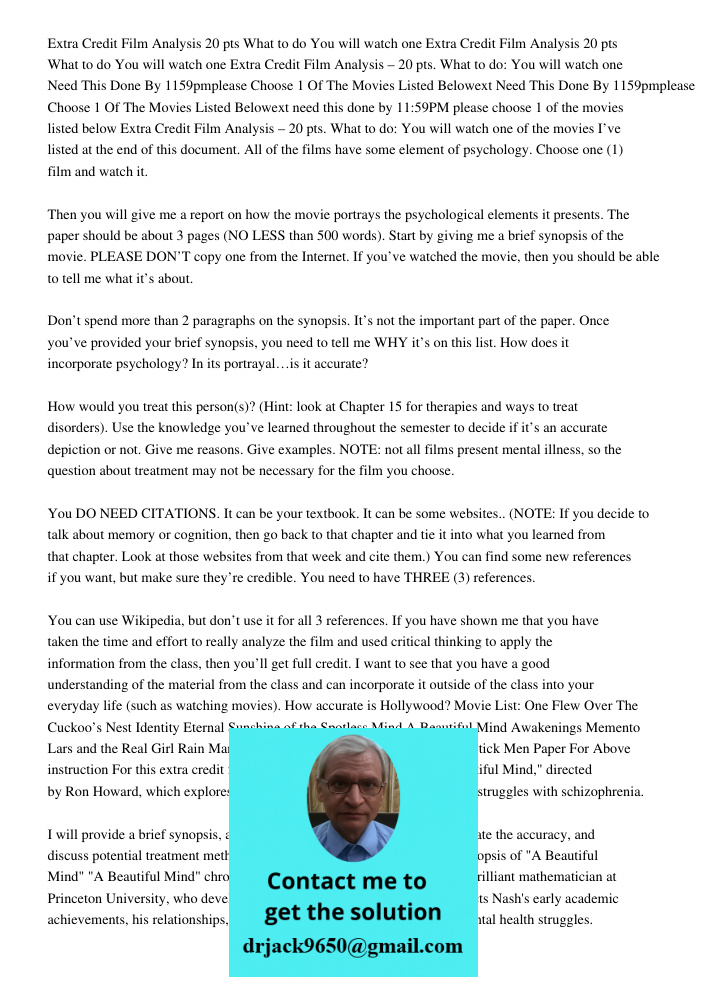 Extra Credit Film Analysis 20 pts What to do You will watch one Need This Done By 1159pmplease Choose 1 Of The Movies Listed Belowext Need This Done By 1159pmpl