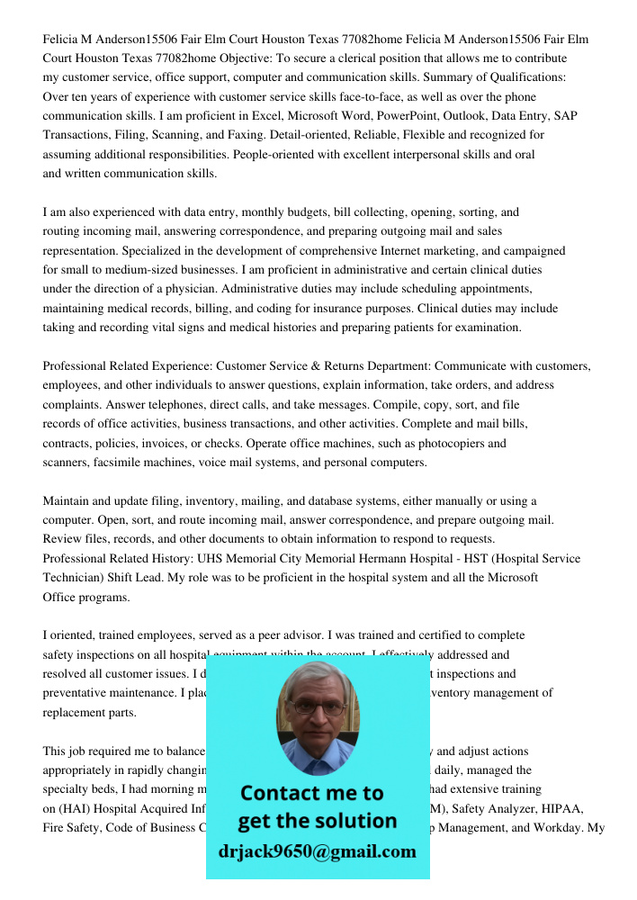 Objective: To secure a clerical position that allows me to contribute my customer service, office support, computer and communication skills. Summary of Qualifi