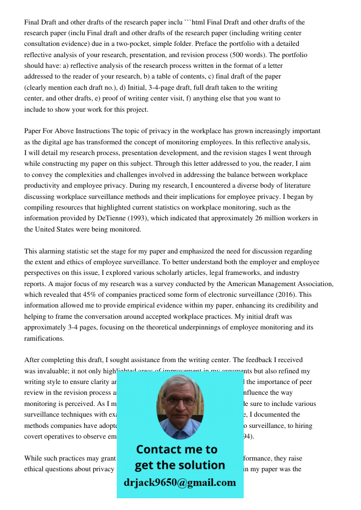 Final Drafts Of The Research Paper