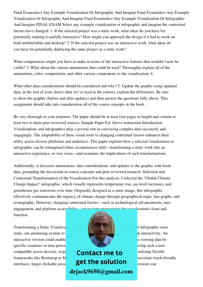 Final Examselect Any Example Visualization Or Infographic And Imagine FINAL EXAM Select any example visualization or infographic and imagine the contextual fact