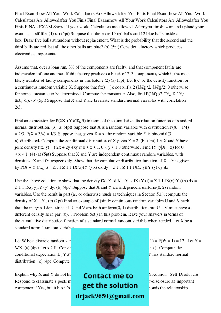 Final Examshow All Your Work Calculators Are Allowedafter You Finis FINAL EXAM Show all your work. Calculators are allowed. After you finish, scan and upload yo
