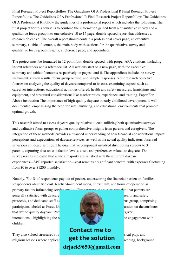 Final Research Project Reportfollow The Guidelines Of A Professional R Follow the guidelines of a professional report which includes the following: The final pr