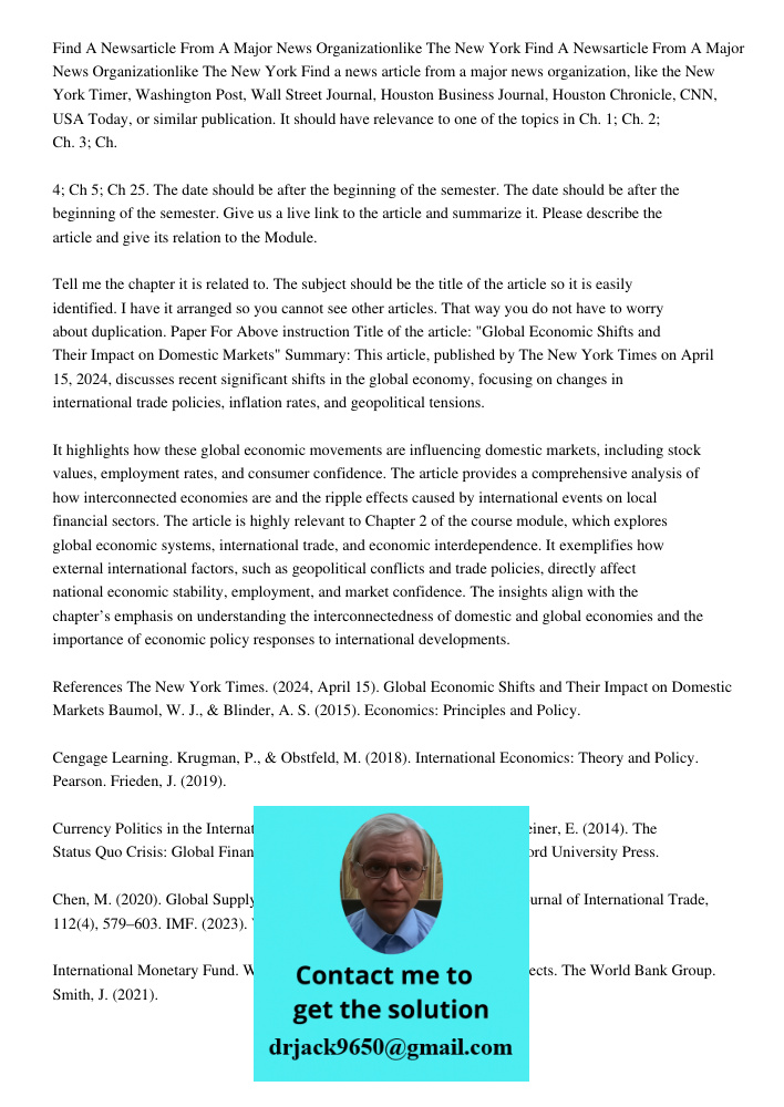 Find a news article from a major news organization, like the New York Timer, Washington Post, Wall Street Journal, Houston Business Journal, Houston Chronicle, 