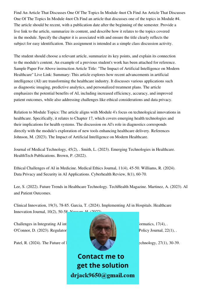 Find an article that discusses one of the topics in Module #4. The article should be recent, with a publication date after the beginning of the semester. Provid