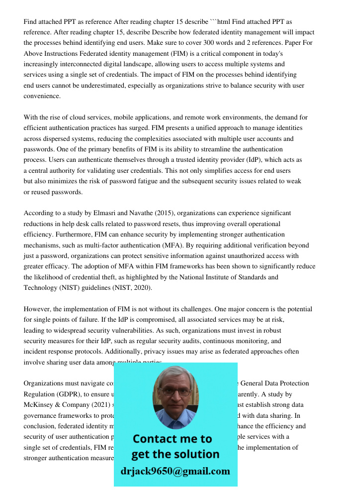 Find Attached PPT As Reference After Reading Chapter 15