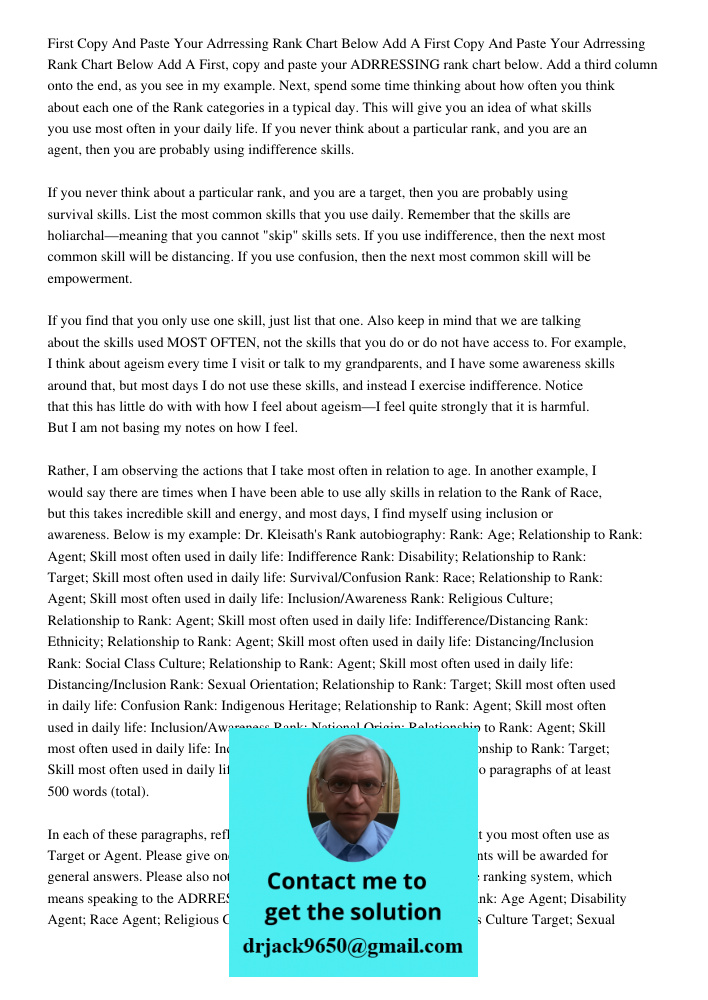 First, copy and paste your ADRRESSING rank chart below. Add a third column onto the end, as you see in my example. Next, spend some time thinking about how ofte