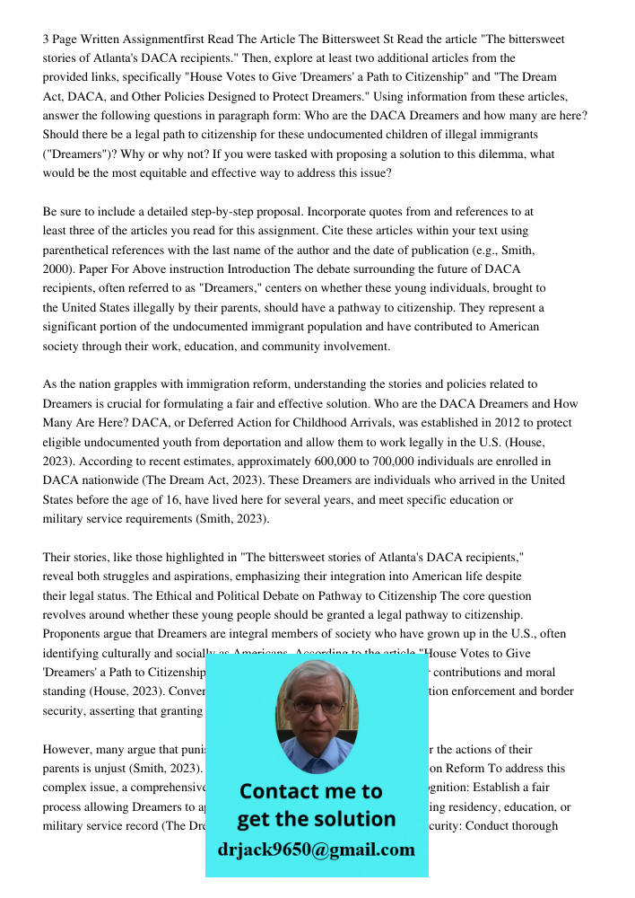 Page Written Assignmentfirst Read The Article The Bittersweet St Read the article "The bittersweet stories of Atlanta's DACA recipients." Then, explore at least