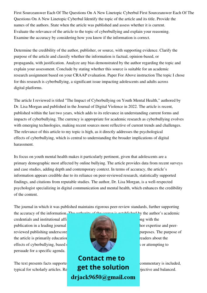 Identify the topic of the article and its title. Provide the names of the authors. State when the article was published and assess whether it is current. Evalua