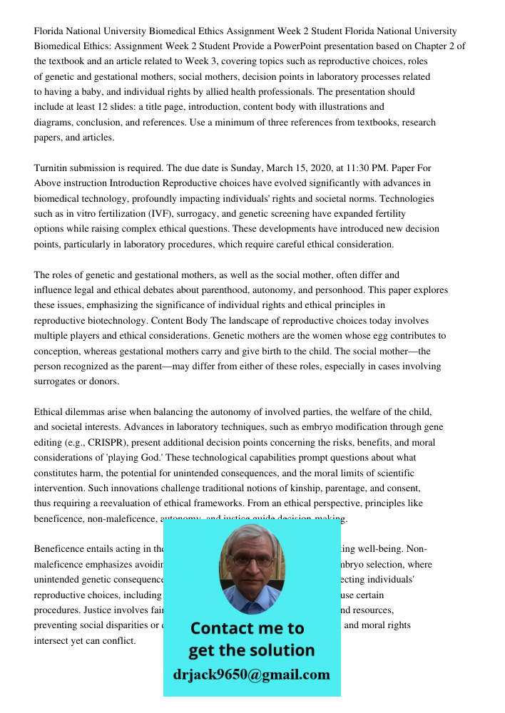 Provide a PowerPoint presentation based on Chapter 2 of the textbook and an article related to Week 3, covering topics such as reproductive choices, roles of ge