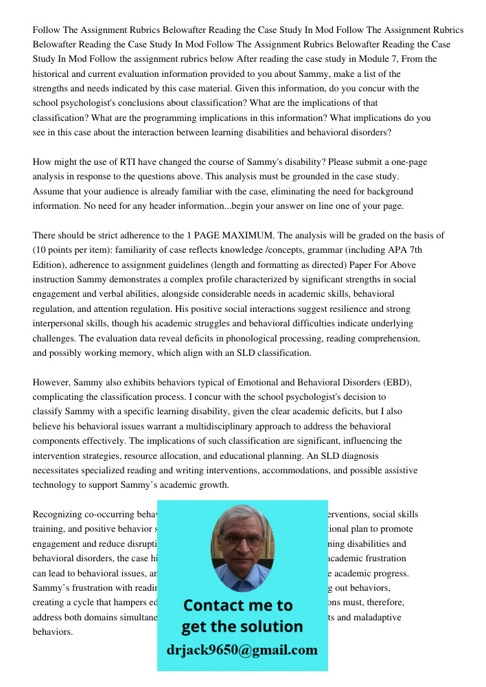 Follow The Assignment Rubrics Belowafter Reading the Case Study In Mod Follow the assignment rubrics below After reading the case study in Module 7, From the hi