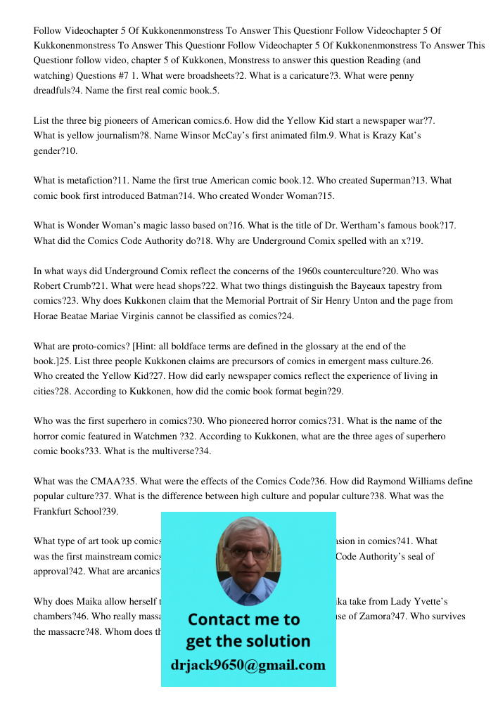 Follow Videochapter 5 Of Kukkonenmonstress To Answer This Questionr follow video, chapter 5 of Kukkonen, Monstress to answer this question Reading (and watching