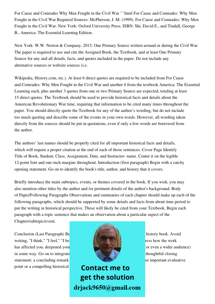 For Cause And Comrades: Why Men Fought In The Civil War