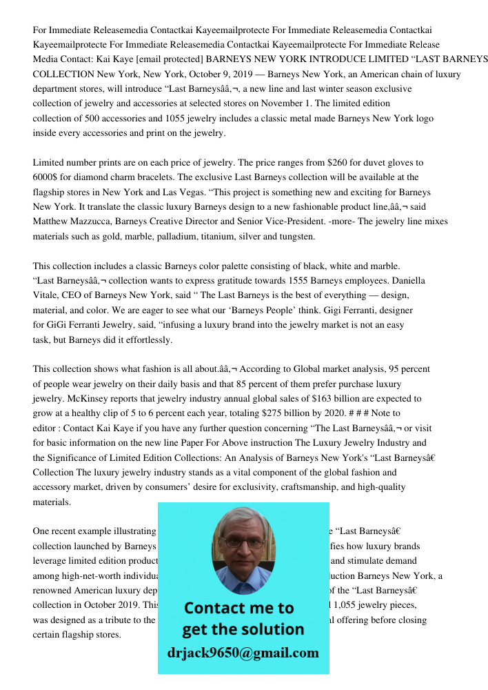 For Immediate Releasemedia Contactkai Kaye917 672 6362emailprotecte For Immediate Release Media Contact: Kai Kaye [email protected] BARNEYS NEW YORK INTRODUCE L