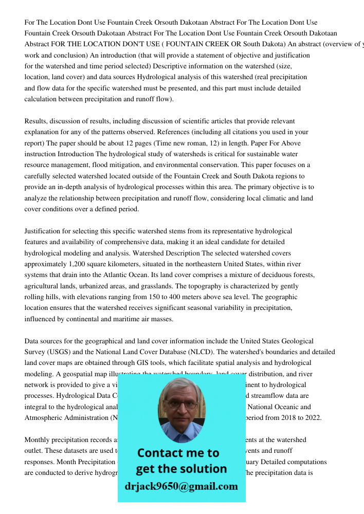 For The Location Dont Use Fountain Creek Orsouth Dakotaan Abstract FOR THE LOCATION DON'T USE ( FOUNTAIN CREEK OR South Dakota) An abstract (overview of your wo