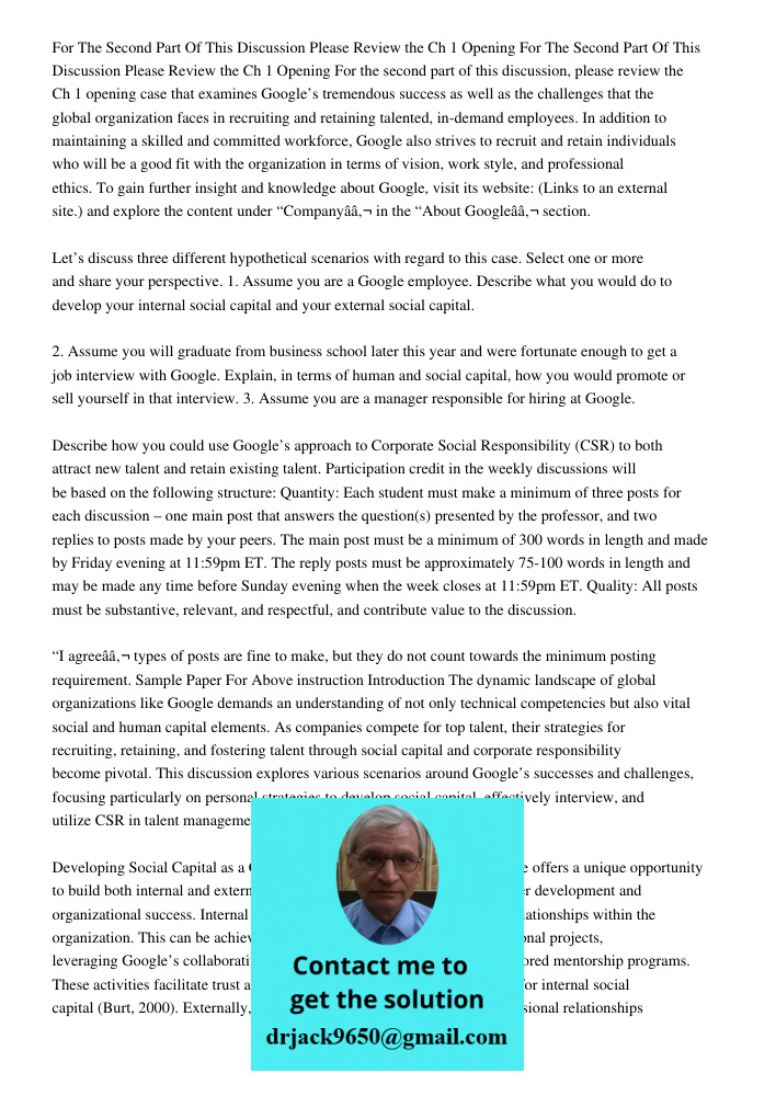 For the second part of this discussion, please review the Ch 1 opening case that examines Google’s tremendous success as well as the challenges that the global 