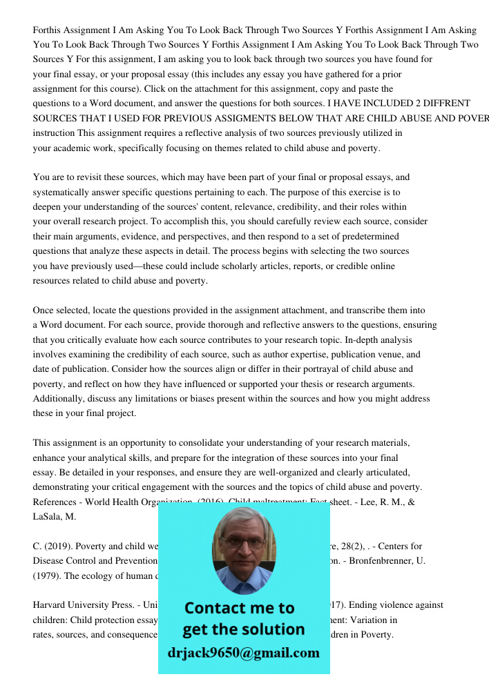 Forthis Assignment I Am Asking You To Look Back Through Two Sources Y For this assignment, I am asking you to look back through two sources you have found for y