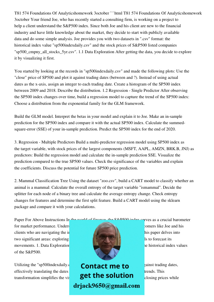 Foundations Of Analytics Homework October 16, 2020