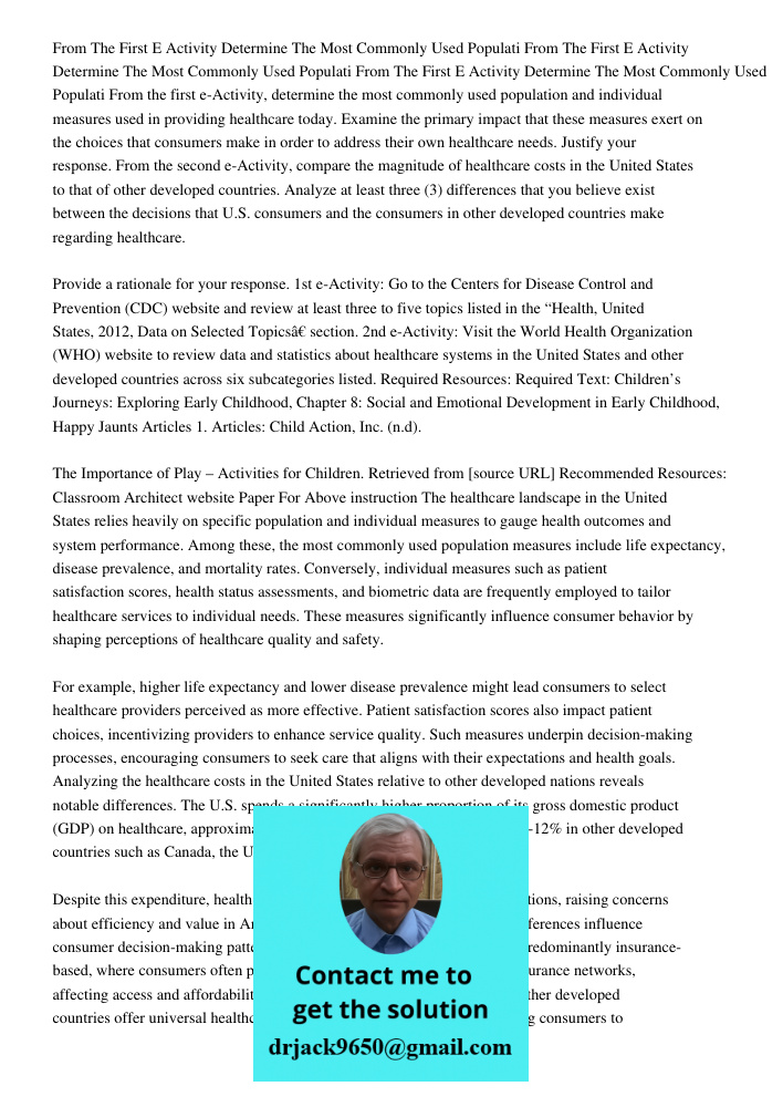 From The First E Activity Determine The Most Commonly Used Populati From the first e-Activity, determine the most commonly used population and individual measur