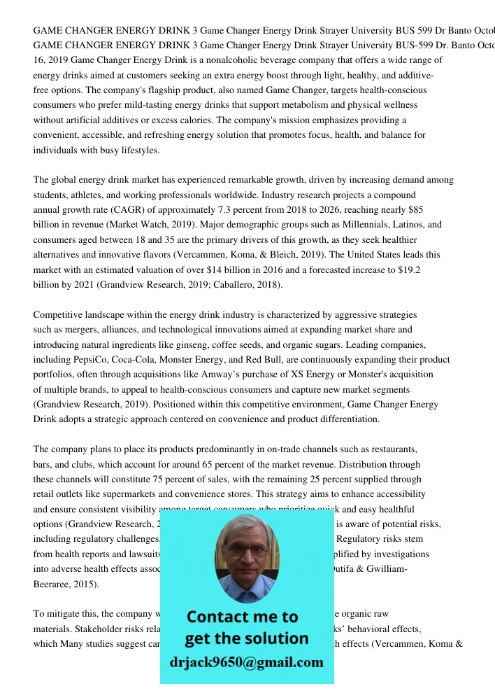 Game Changer Energy Drink is a nonalcoholic beverage company that offers a wide range of energy drinks aimed at customers seeking an extra energy boost through 