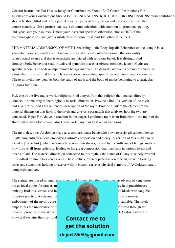 GENERAL INSTRUCTIONS FOR DISCUSSIONS: Your contributions should be thoughtful and developed. Answer all parts of the question and use concepts from the course m